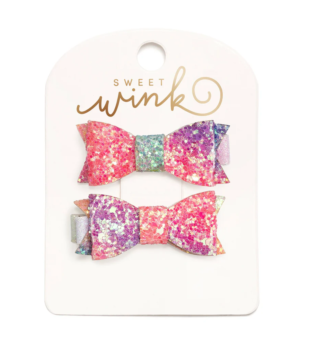 Small Rainbow Bow Pair