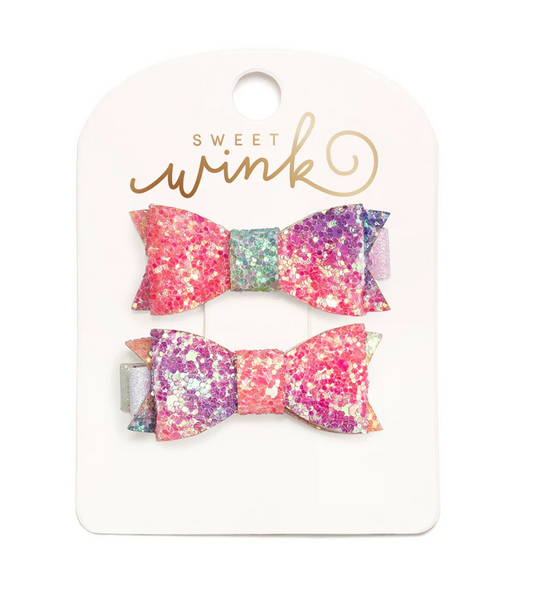 Small Rainbow Bow Pair